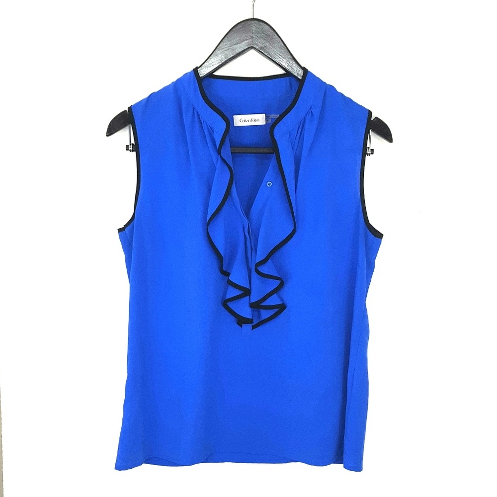 Calvin Klein Bright Blue Sleeveless Blouse Med